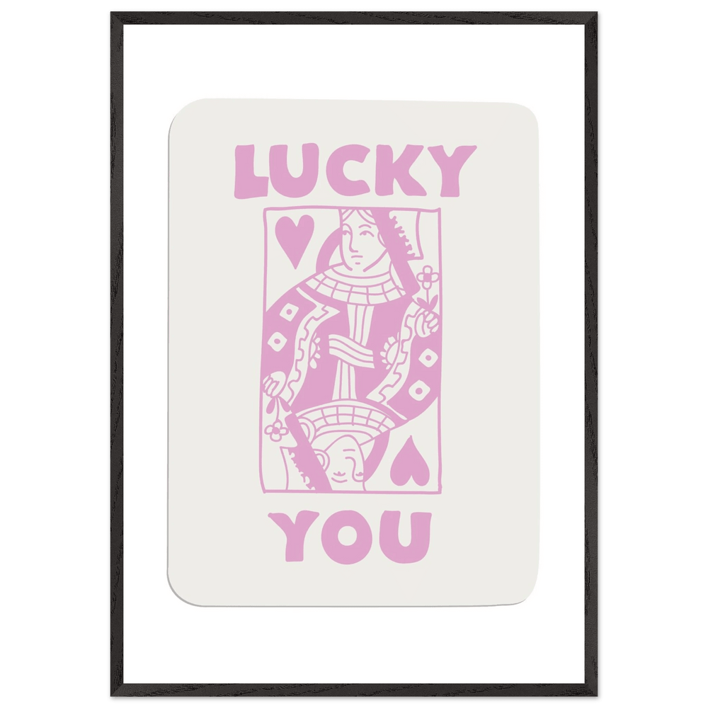 Lucky You Queen of Hearts Custom Playing Cards Framed Poster Wall Art - Vibrantwalls