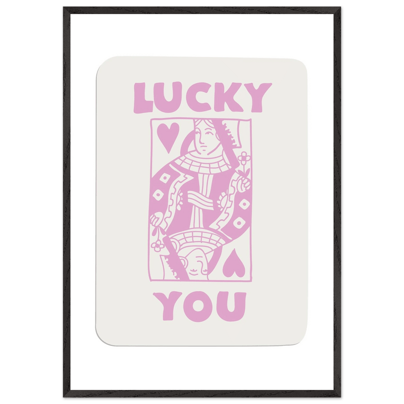 Lucky You Queen of Hearts Custom Playing Cards Framed Poster Wall Art - Vibrantwalls