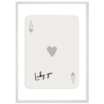 Lucky You Ace of Hearts Poker Card Print - Framed Eco-Friendly Wood Poster Art for Game Lovers - Vibrantwalls