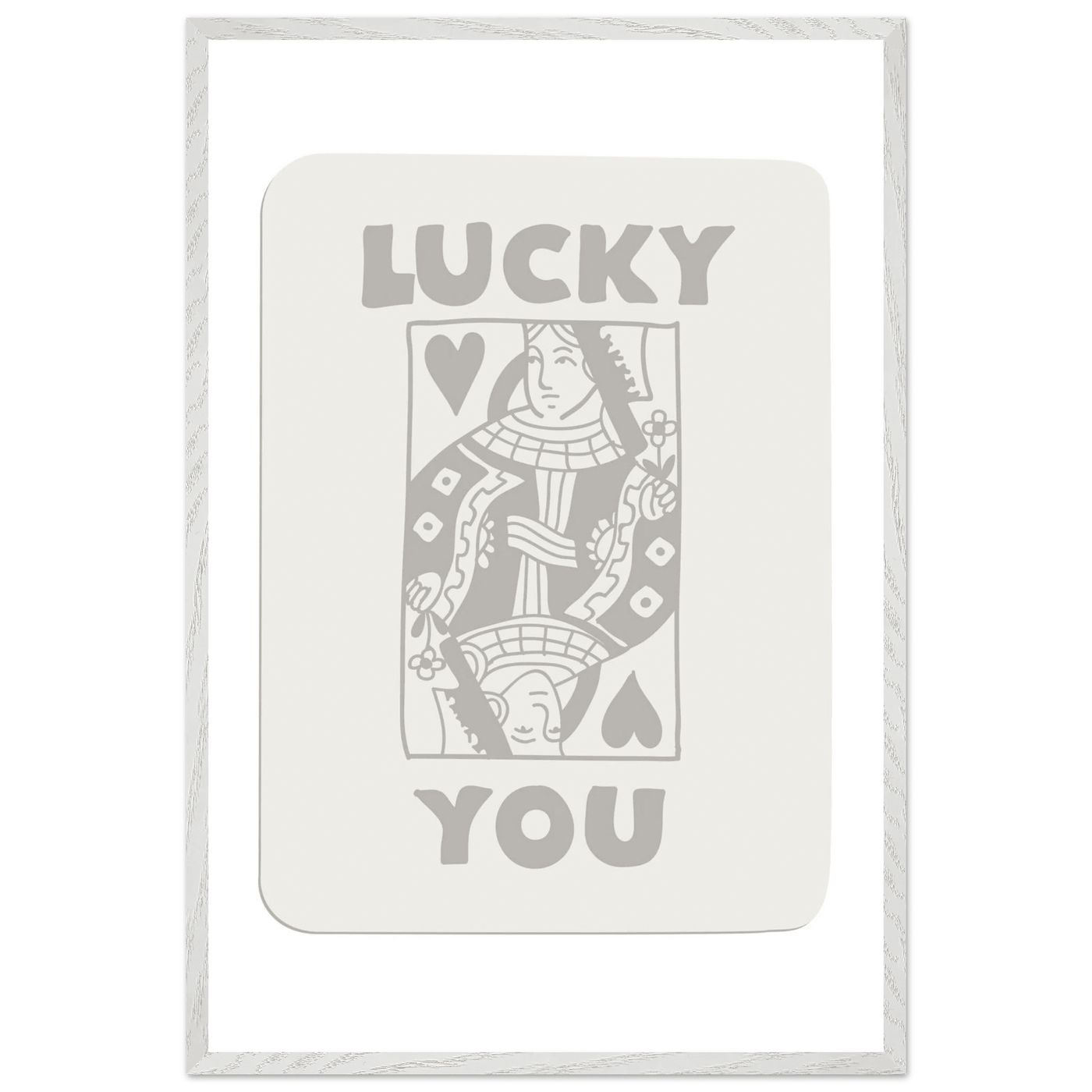 Lucky You Poker Queen of Hearts Framed Art - Modern Card Game Print, Eco-Friendly Wood Frame - Vibrantwalls