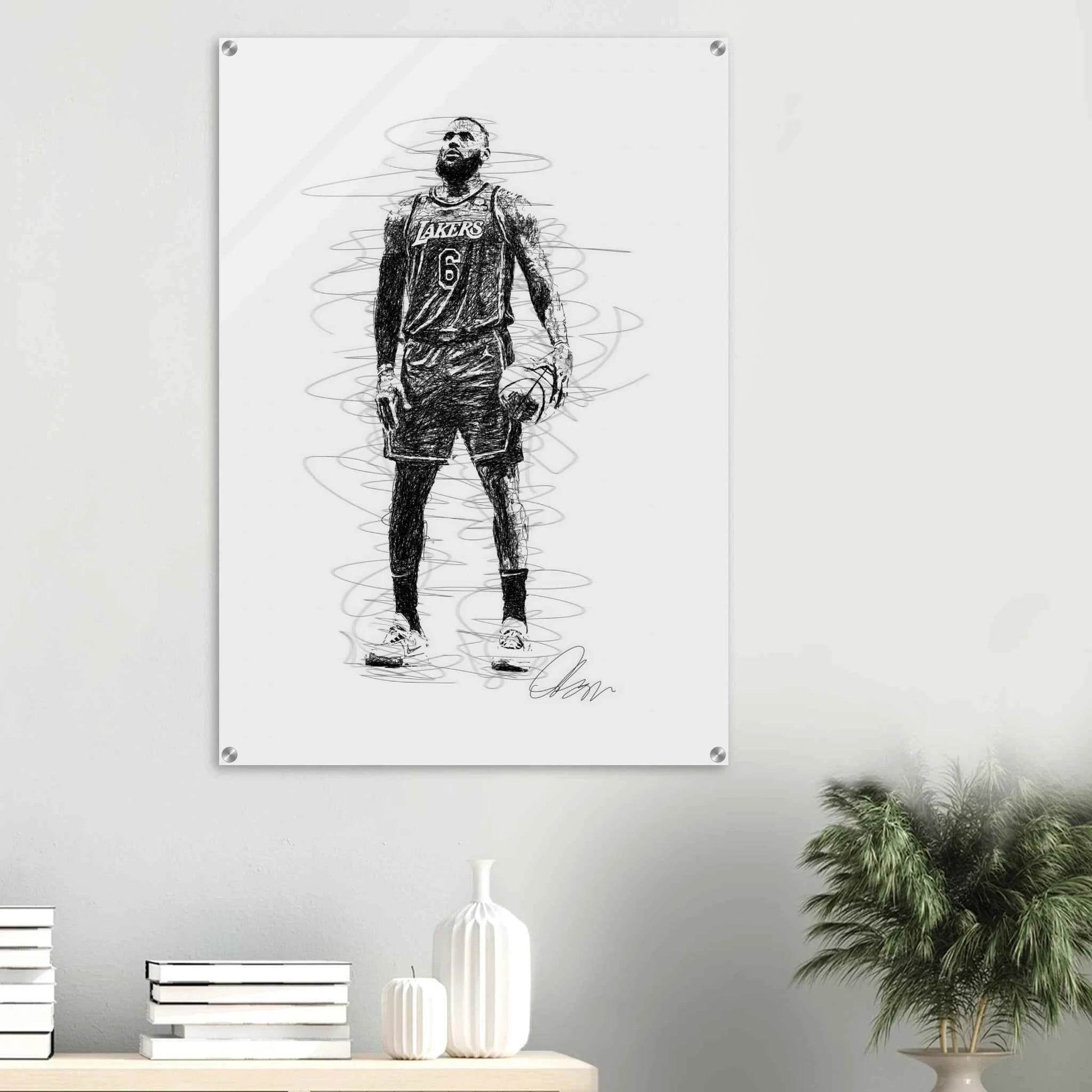 LeBron James Wall Art – Dynamic, Modern NBA Sketch Acrylic Print for Sports Fans - Vibrantwalls