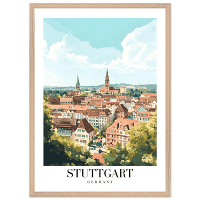 Stuttgart Germany Framed Poster – Vintage European Cityscape Wall Art with Customizable Wooden Frame - Vibrantwalls