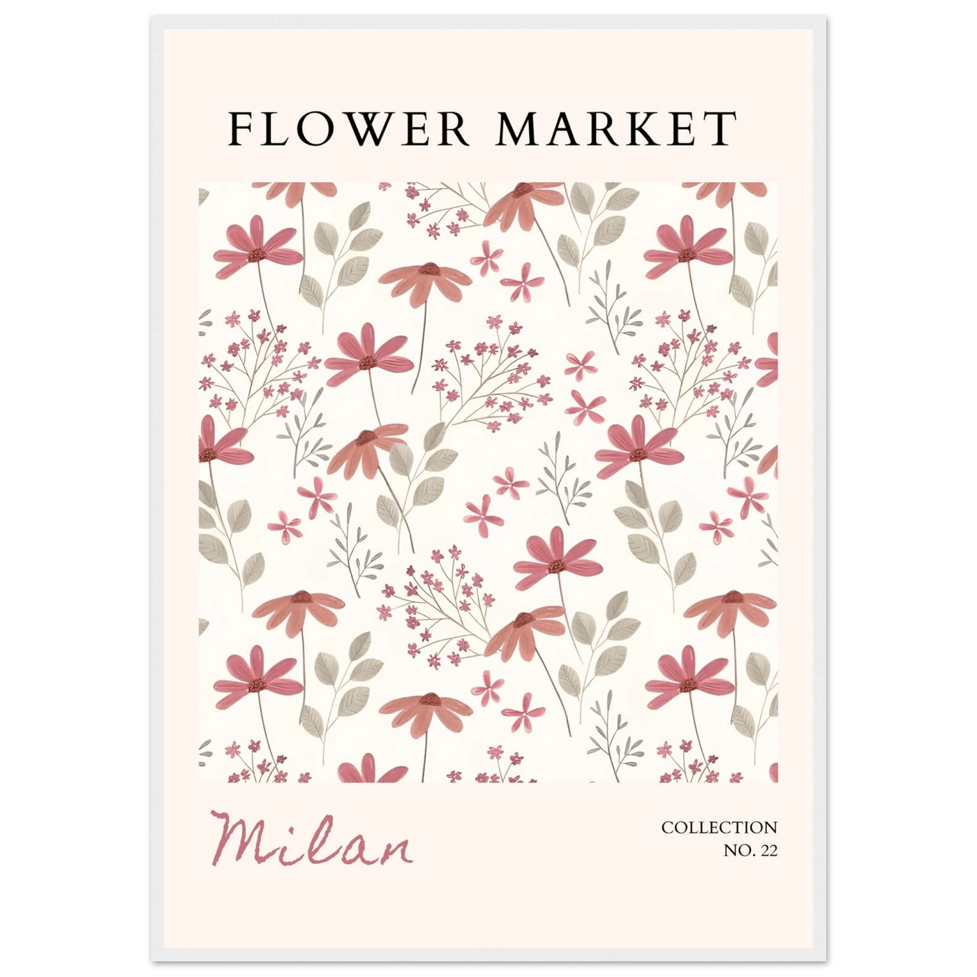 Milan Flower Market Framed Poster – Blush & Sage Floral Art Print | Ready-to-Hang Wall Decor - Vibrantwalls