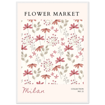 Milan Flower Market Framed Poster – Blush & Sage Floral Art Print | Ready-to-Hang Wall Decor - Vibrantwalls