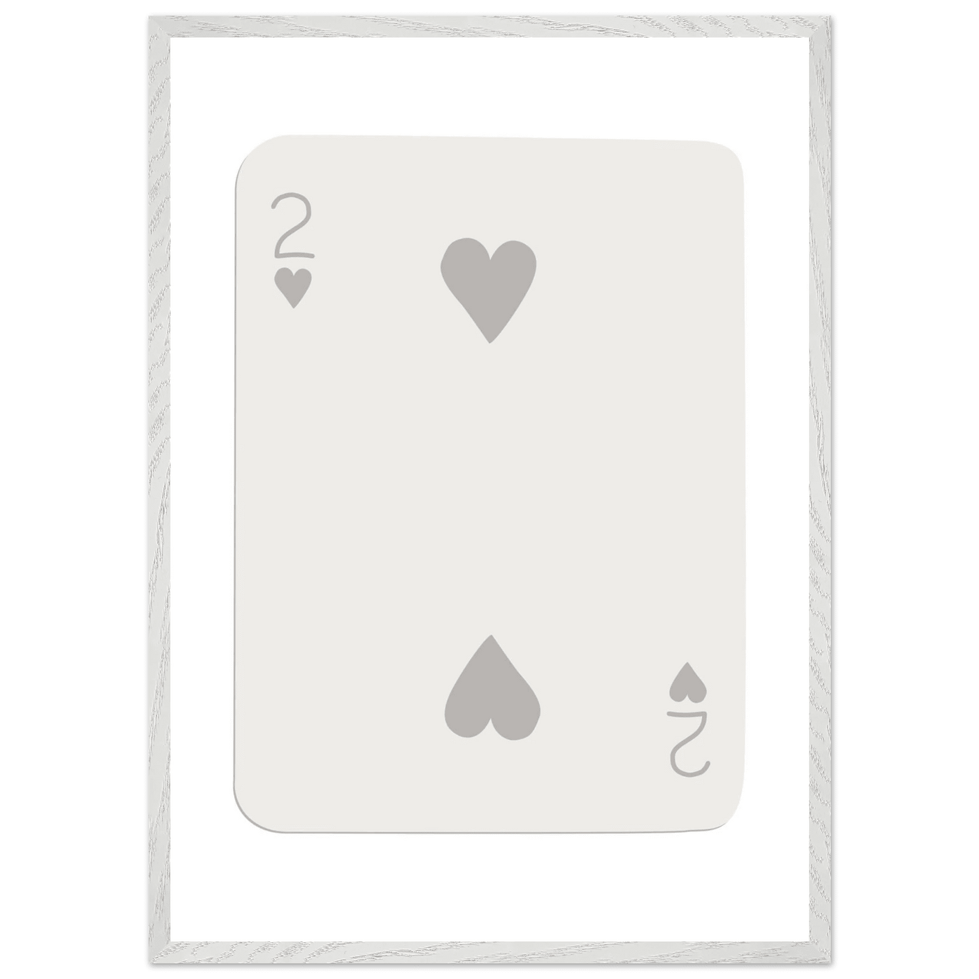 Minimalist Two of Hearts Poker Card Print - Mounted Framed Eco-Friendly Art for Modern Decor - Vibrantwalls