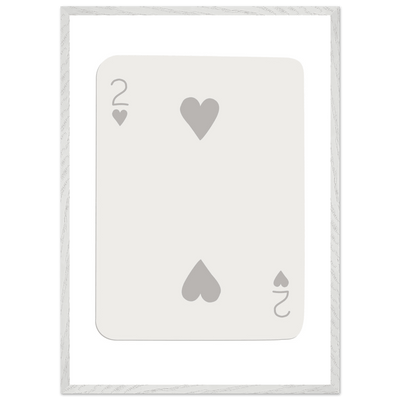 Minimalist Two of Hearts Poker Card Print - Mounted Framed Eco-Friendly Art for Modern Decor - Vibrantwalls