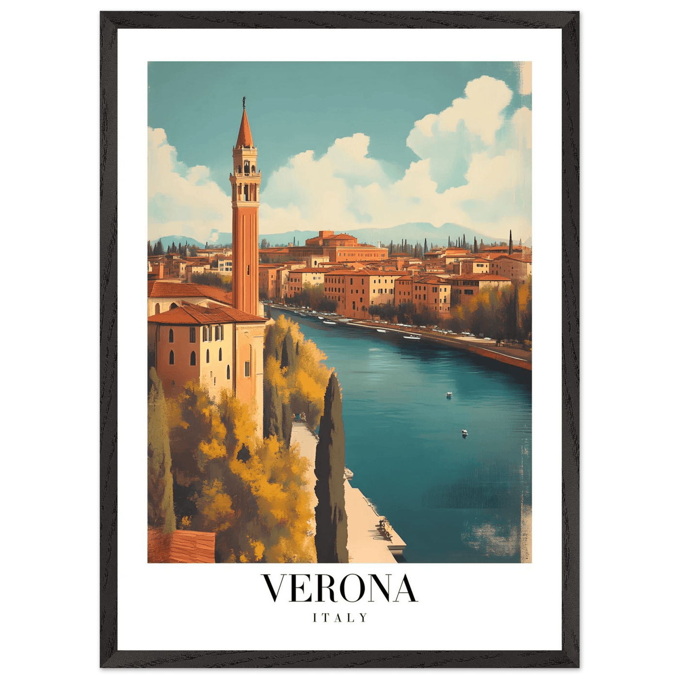 Verona Italy Framed Poster – Vintage Italian Travel Wall Art with Wooden Frame - Vibrantwalls