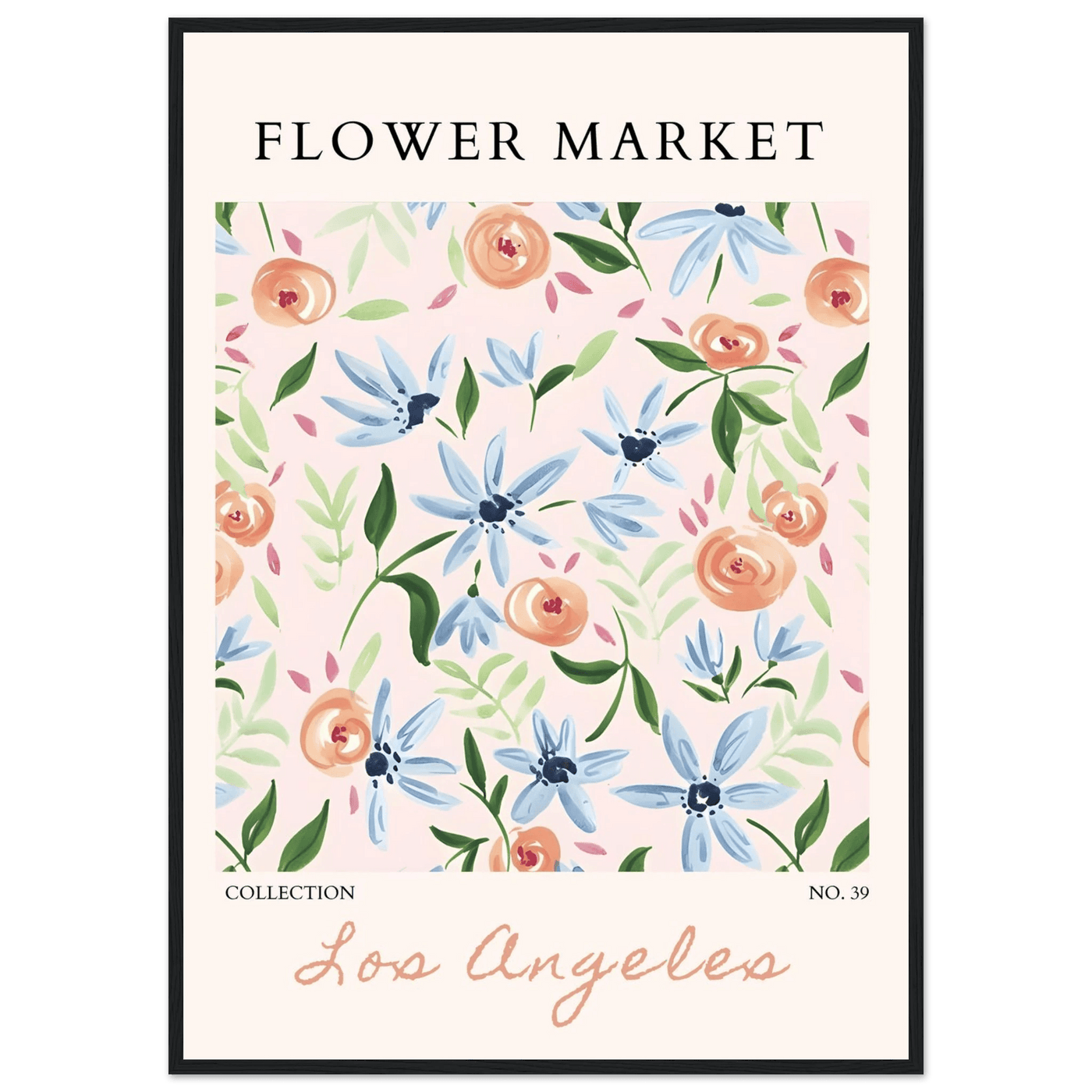 Abstract Floral Framed Poster – Pastel Blossom & Leaf Art Prints | Ready-to-Hang Wall Decor - Vibrantwalls
