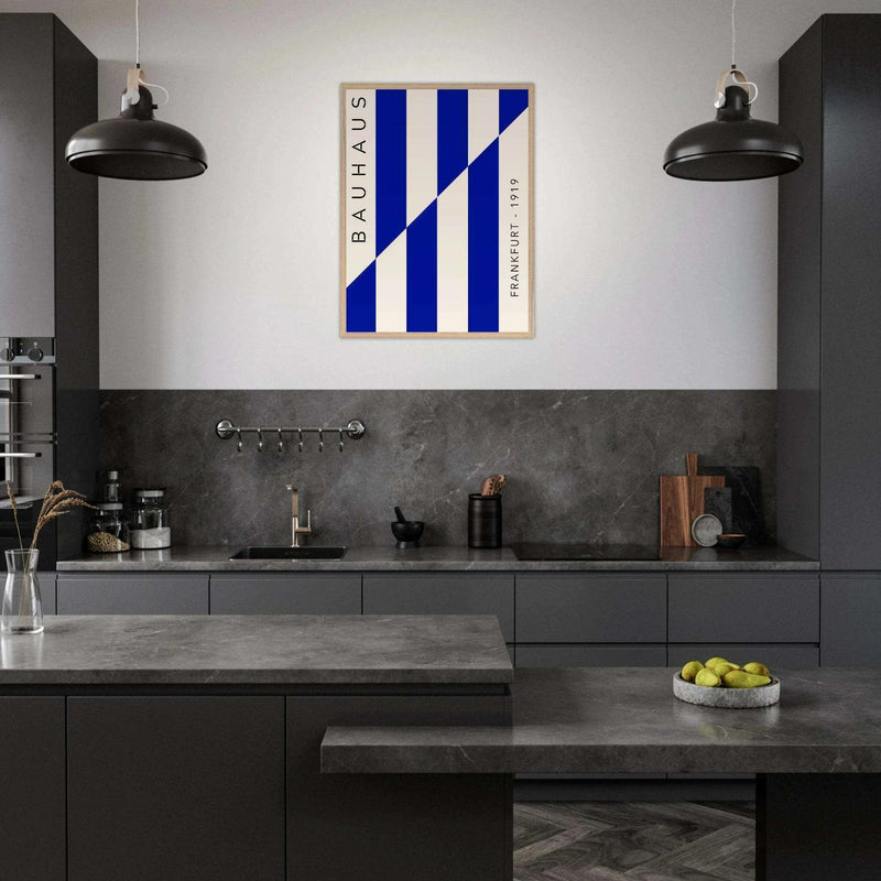 Bauhaus Ausstellung 1923 Blue Cream Wall Art - Vibrantwalls