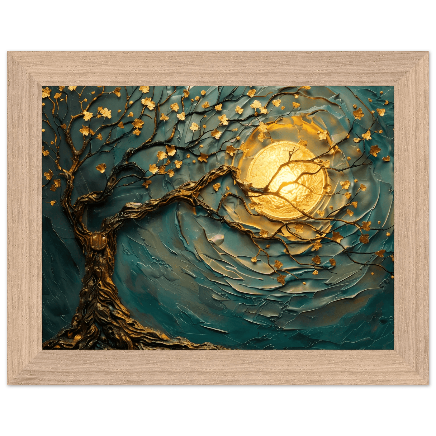 Teal Gold Tree of Life Pendant - Elegance in Nature's Design - Vibrantwalls
