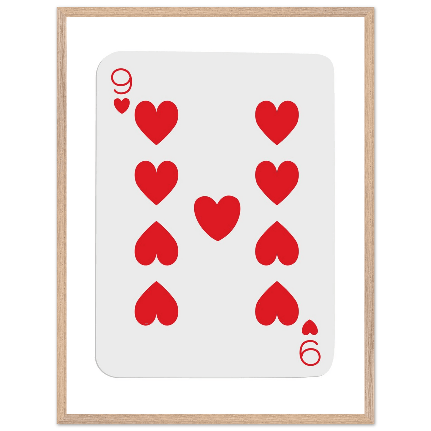 Bold Nine of Hearts Poker Card Print - Eco-Friendly Framed Poster Art in Your Choice of Frame & Size - Vibrantwalls