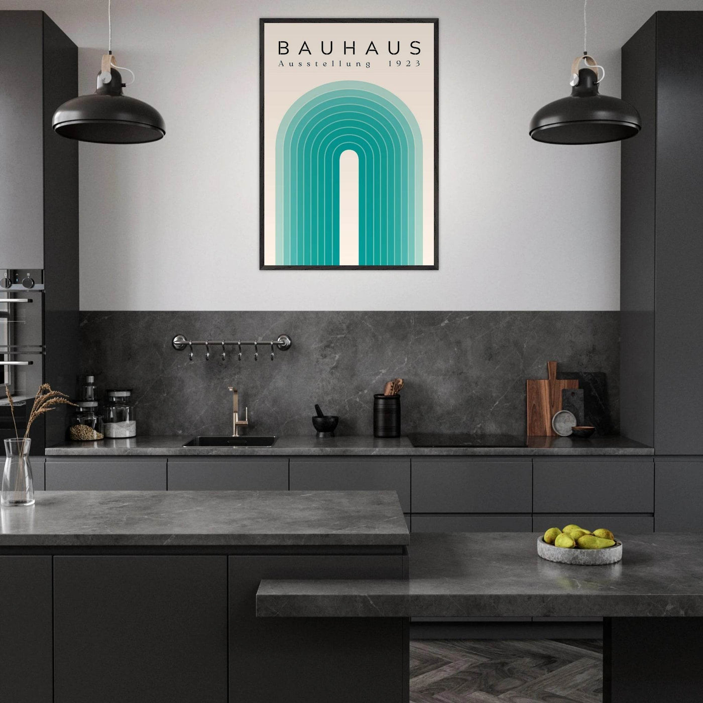 Bauhaus Ausstellung 1923 Teal & Cream - Vibrantwalls