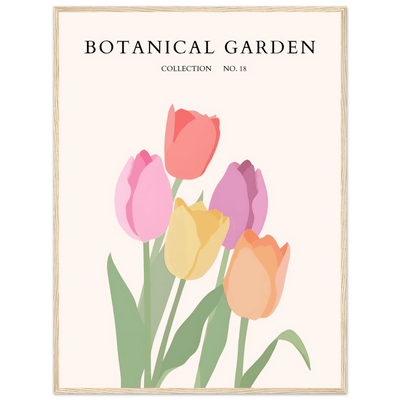 Botanical Garden Tulip Framed Poster – Pastel Bloom Art Print | Ready-to-Hang Floral Decor - Vibrantwalls