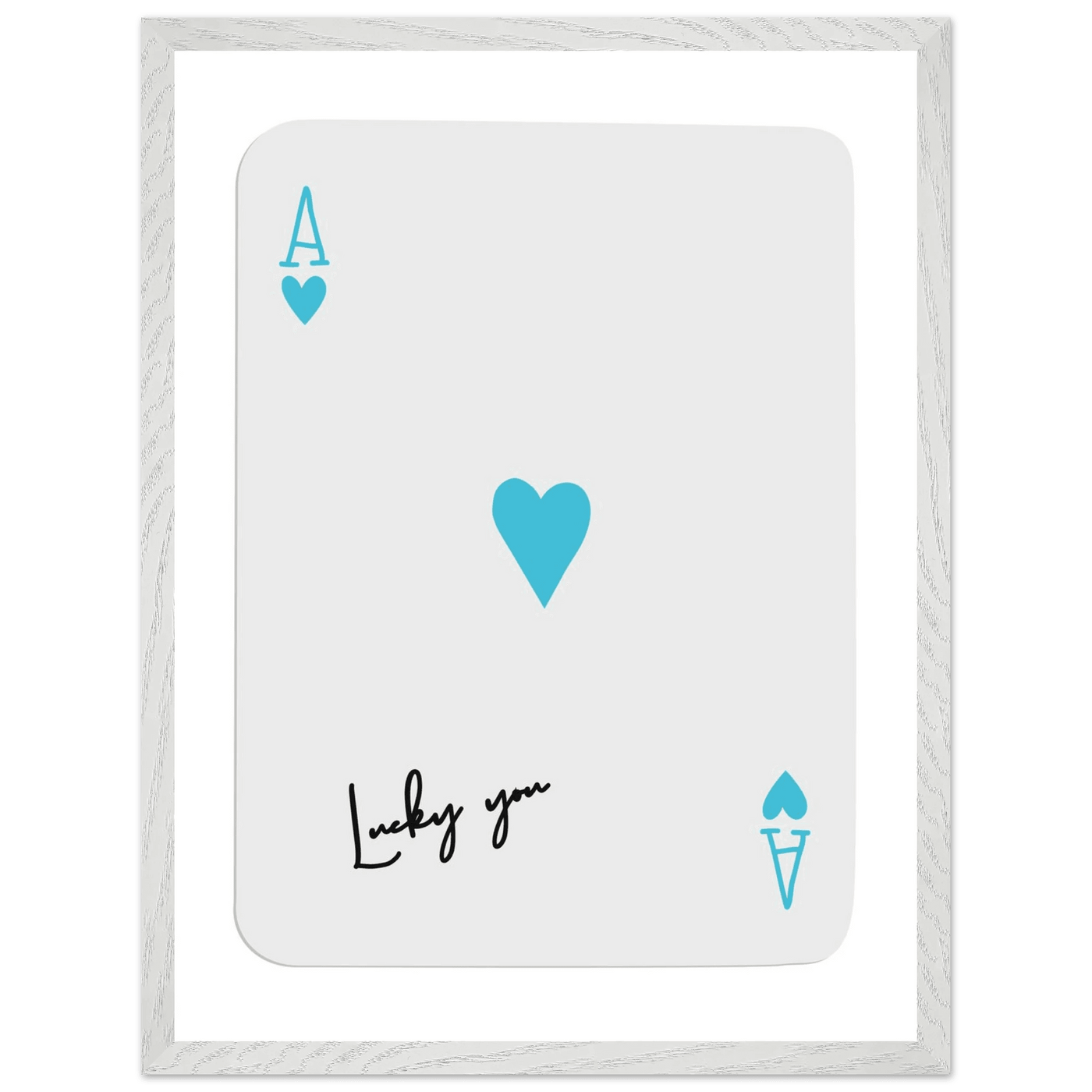 Ace of Hearts Poker Card Print - 'Lucky You' Framed Art, Eco-Friendly Wood Frame in Custom Finish - Vibrantwalls
