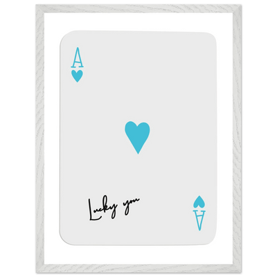 Ace of Hearts Poker Card Print - 'Lucky You' Framed Art, Eco-Friendly Wood Frame in Custom Finish - Vibrantwalls