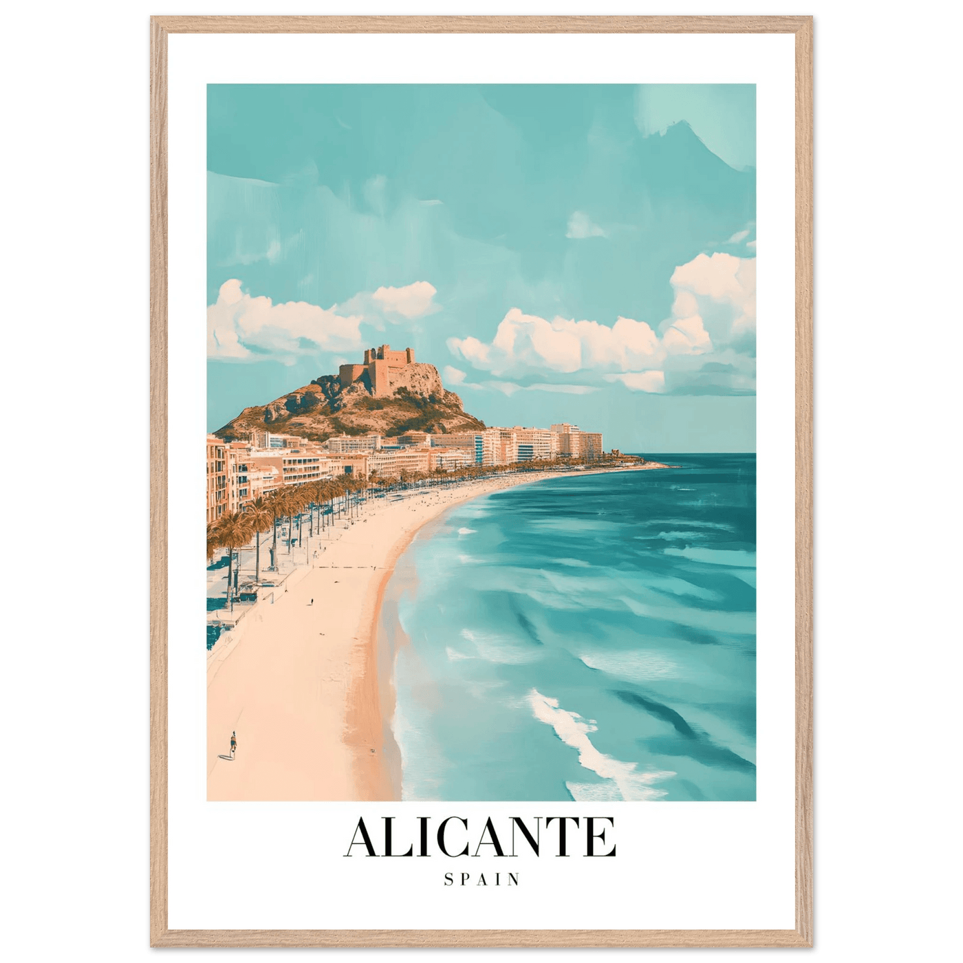Alicante Spain Framed Poster – Vintage Coastal Wall Art with Azure Blues & Sandy Hues - Vibrantwalls