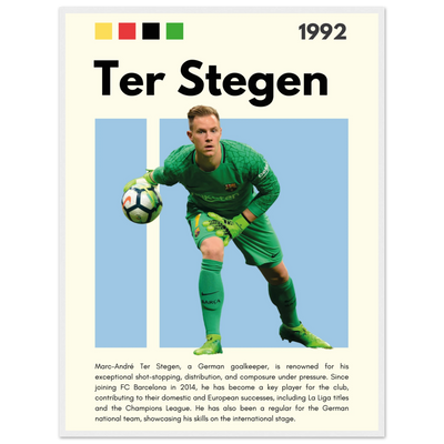 Marc-André Ter Stegen FC Barcelona Goalkeeper Framed Poster – Minimalist Football Art Print 60x80 cm 24x32″ White frame Vibrantwalls
