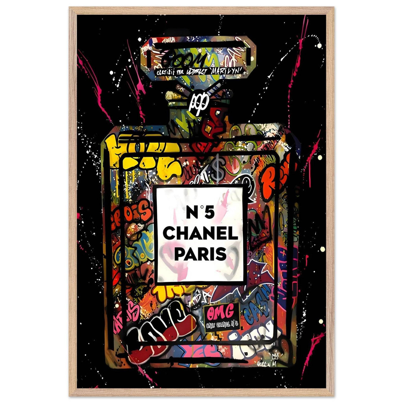 Coco Mademoiselle Chanel Perfume Pop Art Graffiti Print - Iconic Scent, Street Style Art Piece in Your Choice of Frame - Vibrantwalls