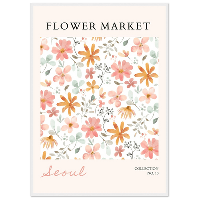 Seoul Flower Market Framed Poster – Delicate Watercolor Blooms & Botanical Art Print | Ready-to-Hang - Vibrantwalls