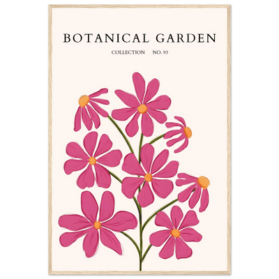 Vibrant Botanical Garden Framed Poster – Pink Cosmos & Abstract Floral Art Print | Ready-to-Hang in Various Sizes - Vibrantwalls