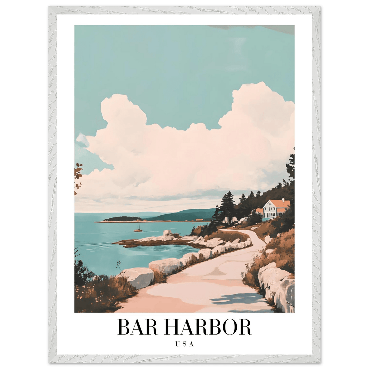 Bar Harbor Maine Framed Poster – Coastal Charm Wall Art with Wooden Frame - Vibrantwalls