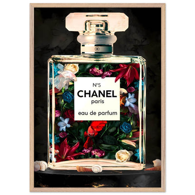 Chanel No. 5 Floral Fantasy Framed Art Print: A Timeless Blend of Iconic Fragrance and Vibrant Botanicals - Vibrantwalls
