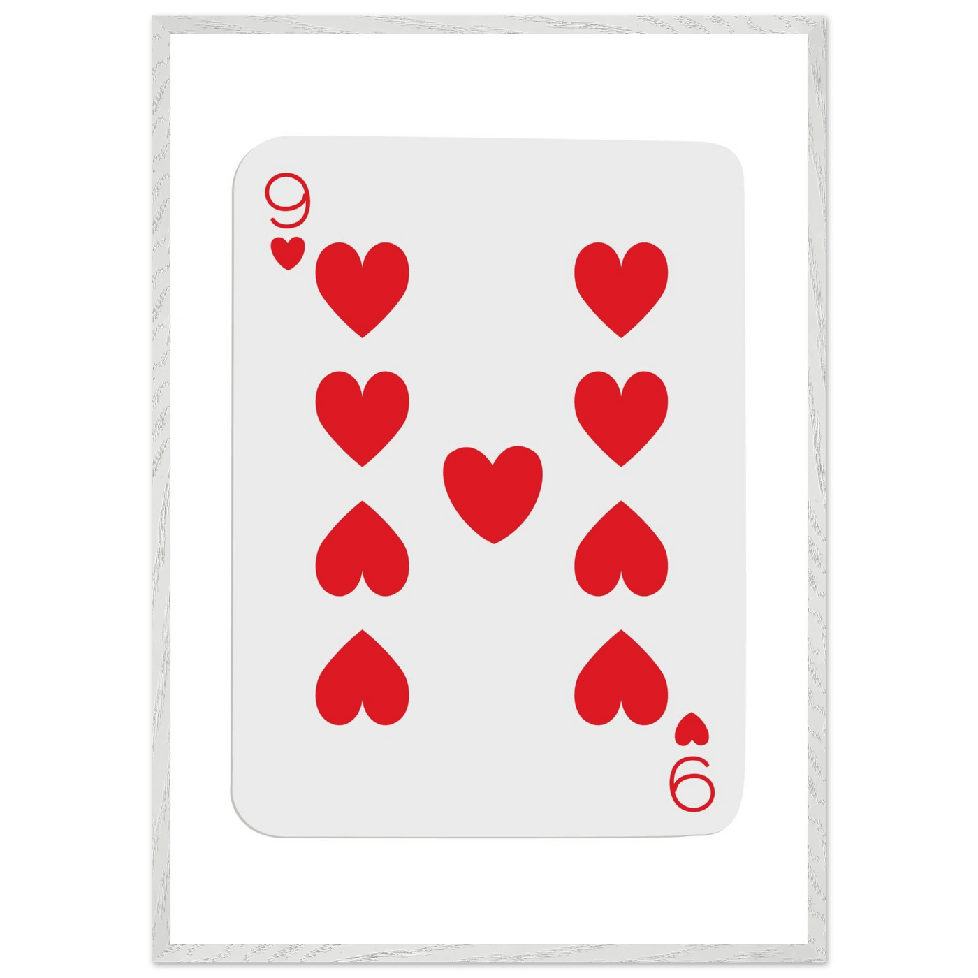 Bold Nine of Hearts Poker Card Print - Eco-Friendly Framed Poster Art in Your Choice of Frame & Size - Vibrantwalls
