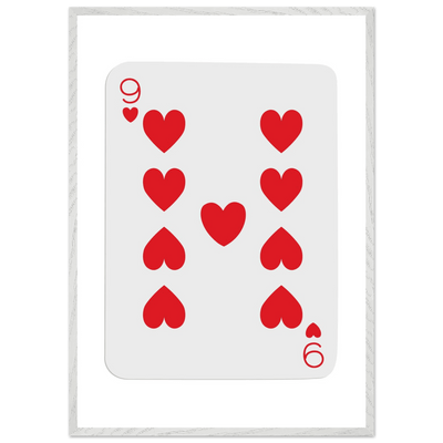 Bold Nine of Hearts Poker Card Print - Eco-Friendly Framed Poster Art in Your Choice of Frame & Size - Vibrantwalls
