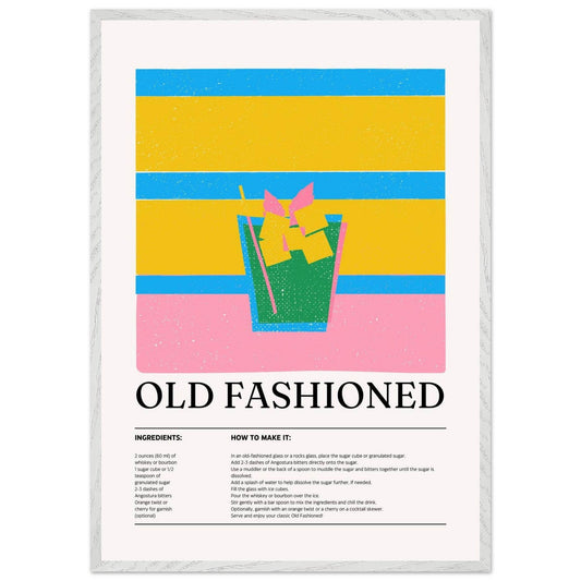 Old Fashioned Cocktail Recipe Art Print - Vibrantwalls