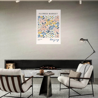 Flower Market Beijing Framed Poster – Whimsical Floral Art Print in Pastel Hues | Ready-to-Hang Wall Decor - Vibrantwalls
