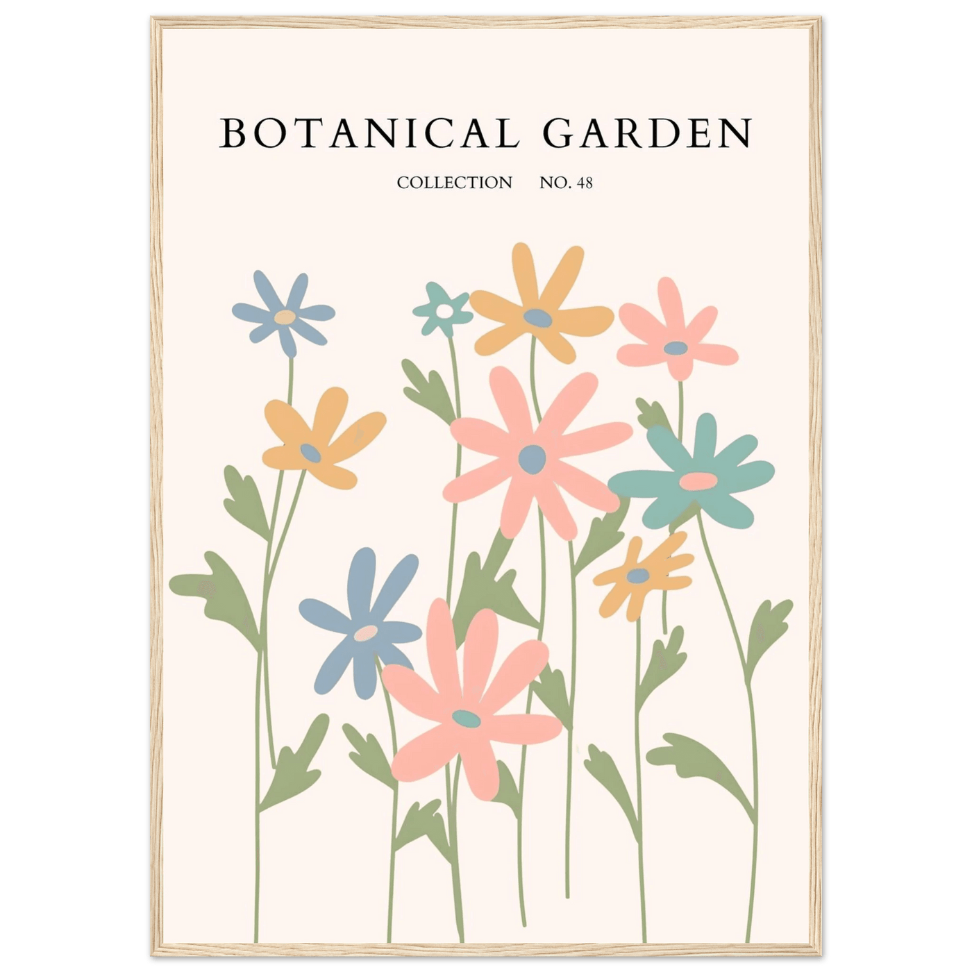 Botanical Garden Framed Poster – Whimsical Pastel Floral Art Print | Ready-to-Hang Wall Decor - Vibrantwalls