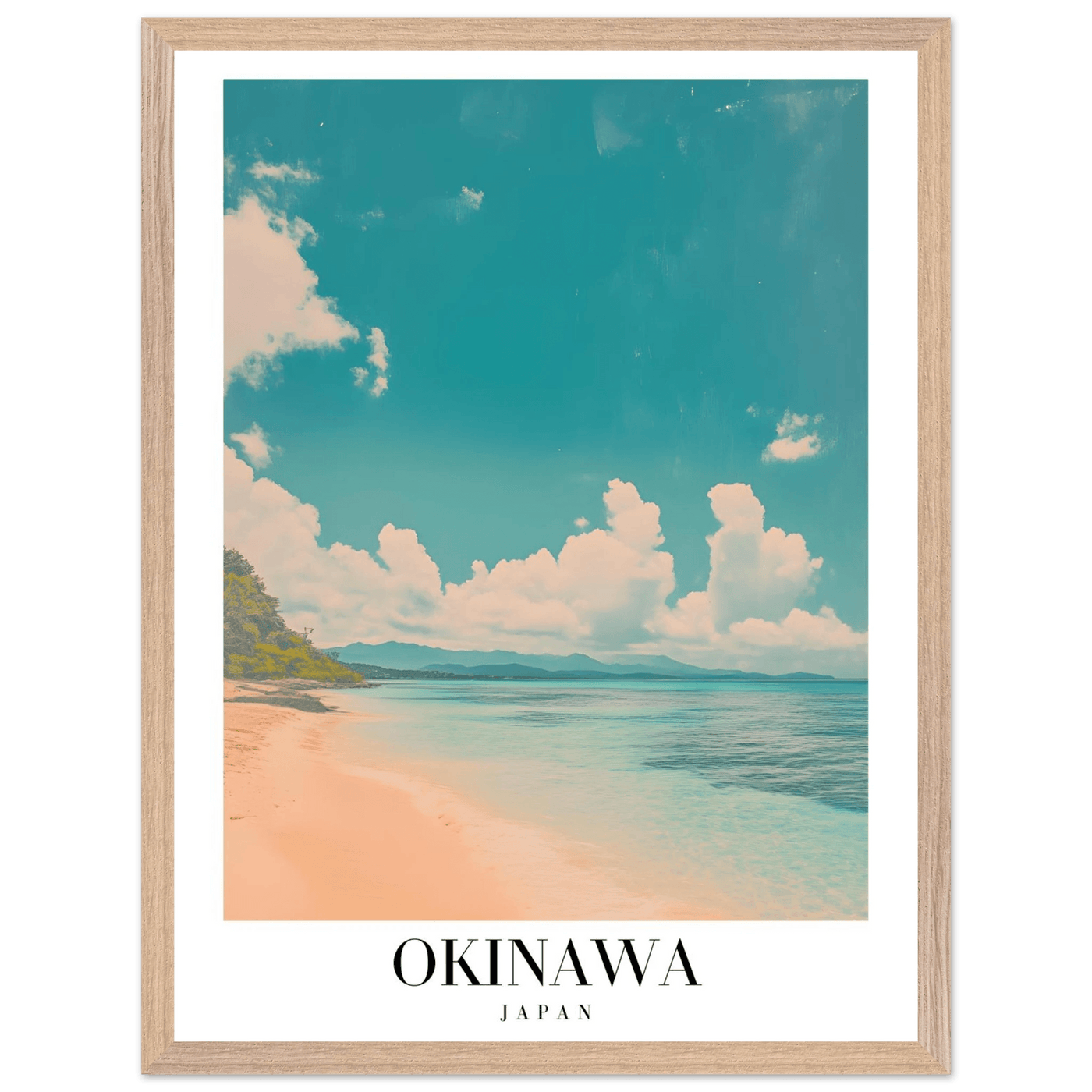Okinawa Japan Framed Poster – Vintage Beach Travel Wall Art with Wooden Frame - Vibrantwalls