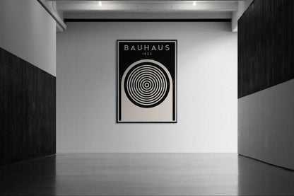 Bauhaus Black Cream Concentric Circle Movement Design Wall Art - Vibrantwalls