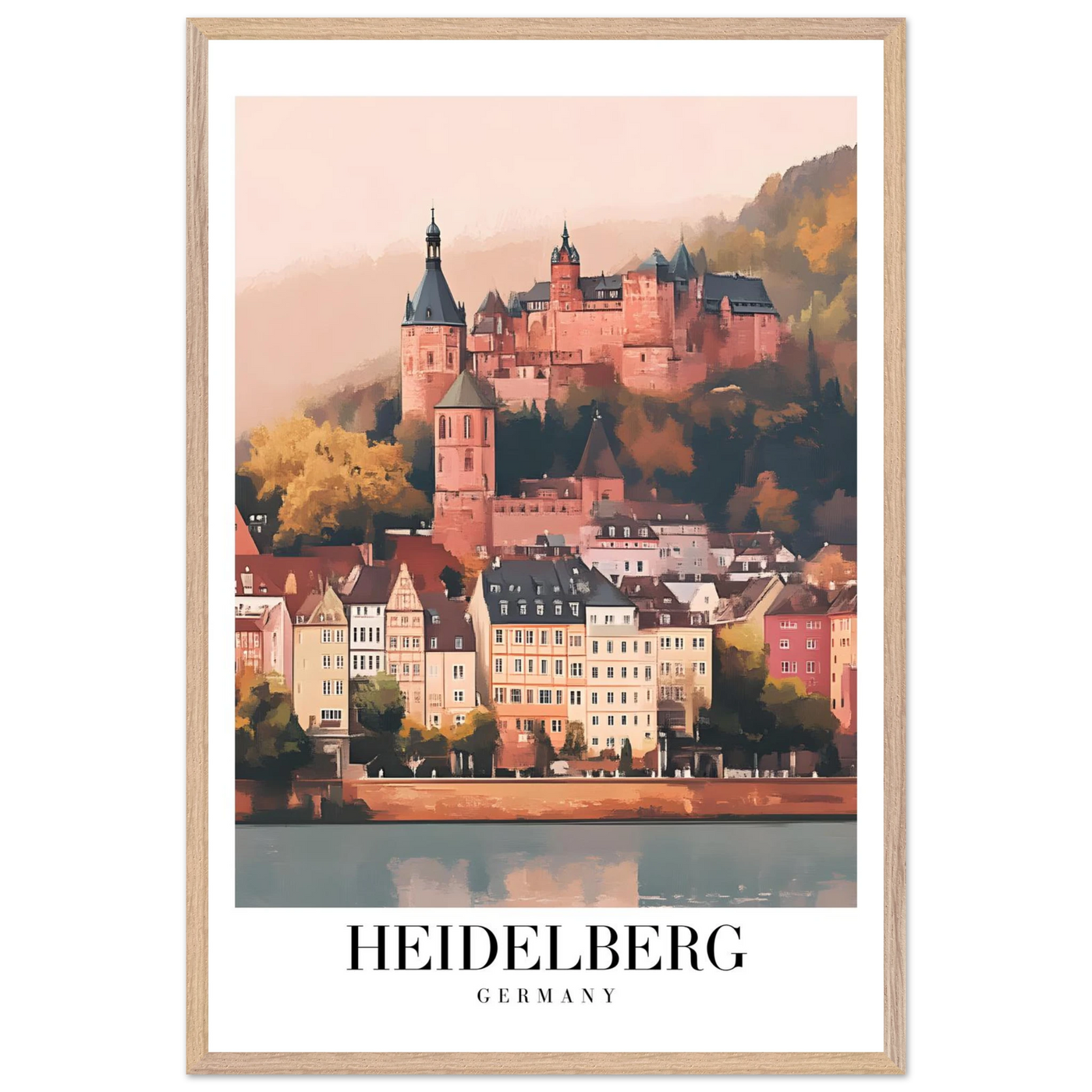 Heidelberg Germany Framed Poster – Vintage Travel Wall Art in Warm Autumn Hues - Vibrantwalls