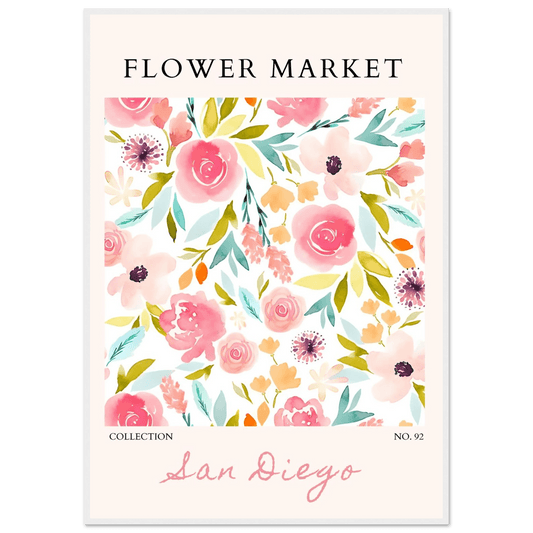 San Diego Flower Market Watercolor Floral Various Sizes - Wall Art - Vibrantwalls