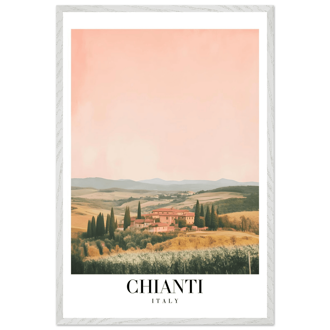 Chianti, Italy Framed Poster – Vintage Tuscan Countryside Wall Art with Customizable Wooden Frame - Vibrantwalls