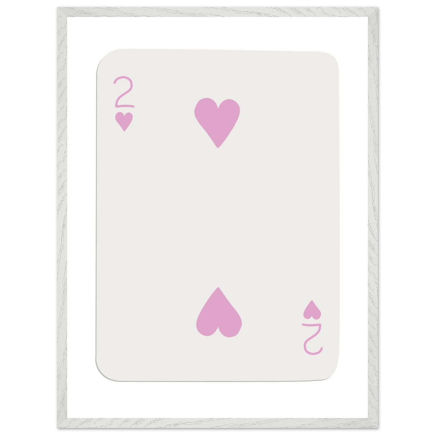 Minimalist Pink Two of Hearts Poker Card Art Print - Framed & Mounted Eco-Friendly Decor, Custom Sizes Available - Vibrantwalls