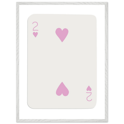 Minimalist Pink Two of Hearts Poker Card Art Print - Framed & Mounted Eco-Friendly Decor, Custom Sizes Available - Vibrantwalls