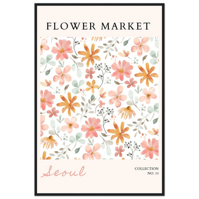 Seoul Flower Market Framed Poster – Delicate Watercolor Blooms & Botanical Art Print | Ready-to-Hang - Vibrantwalls
