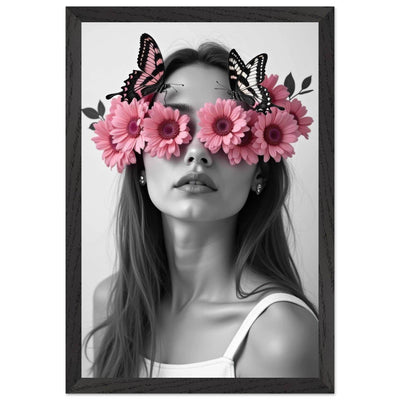 Woman With Flowers Decor - Elegant Floral Art for Home Decor - Vibrantwalls