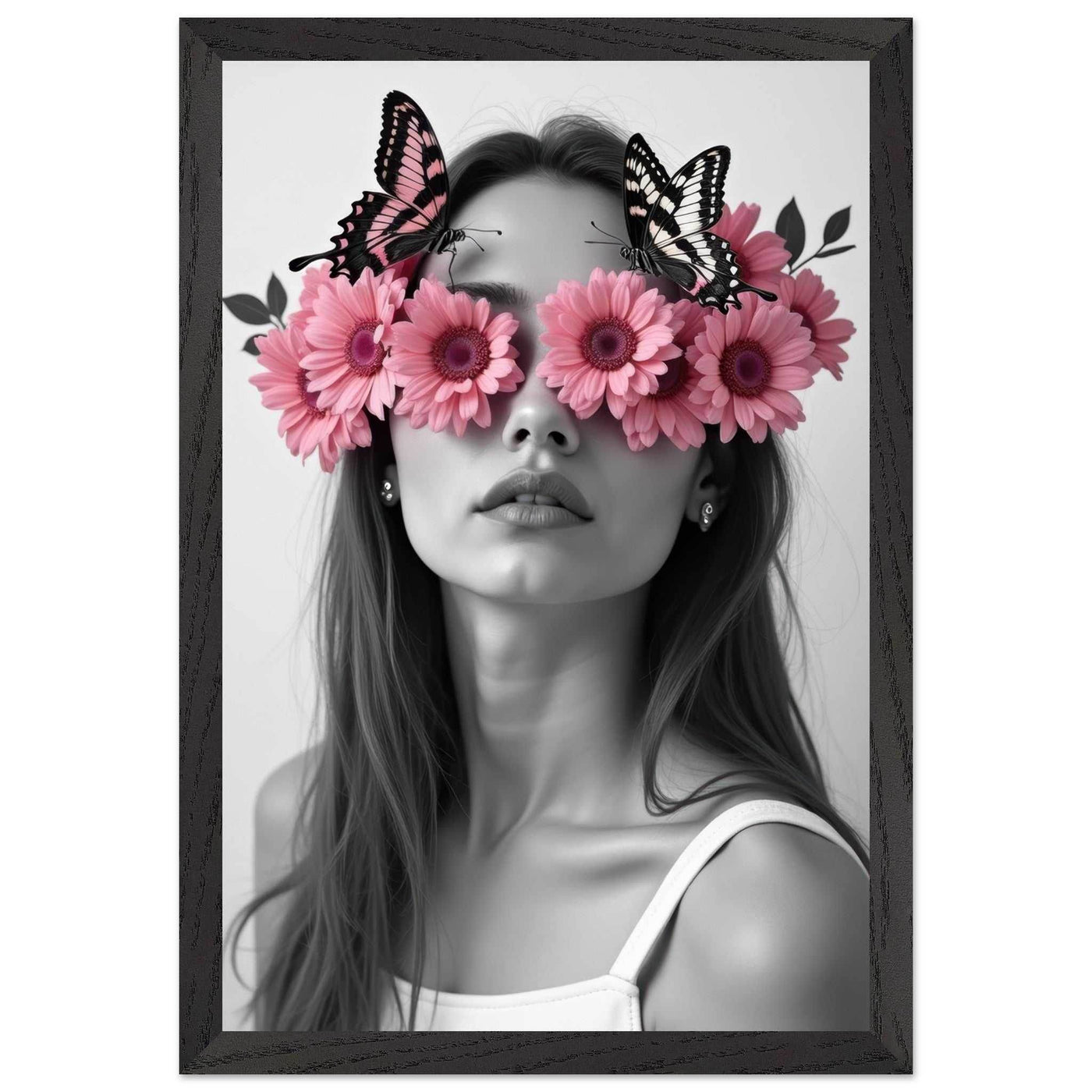 Woman With Flowers Decor - Elegant Floral Art for Home Decor - Vibrantwalls