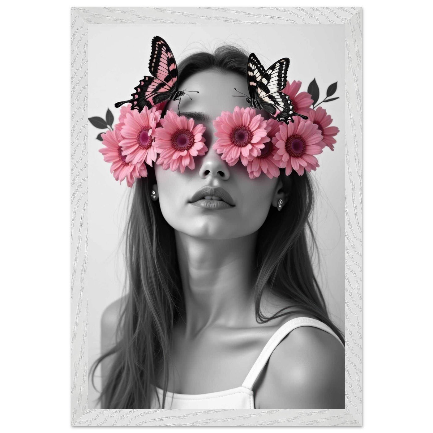 Woman With Flowers Decor - Elegant Floral Art for Home Decor - Vibrantwalls