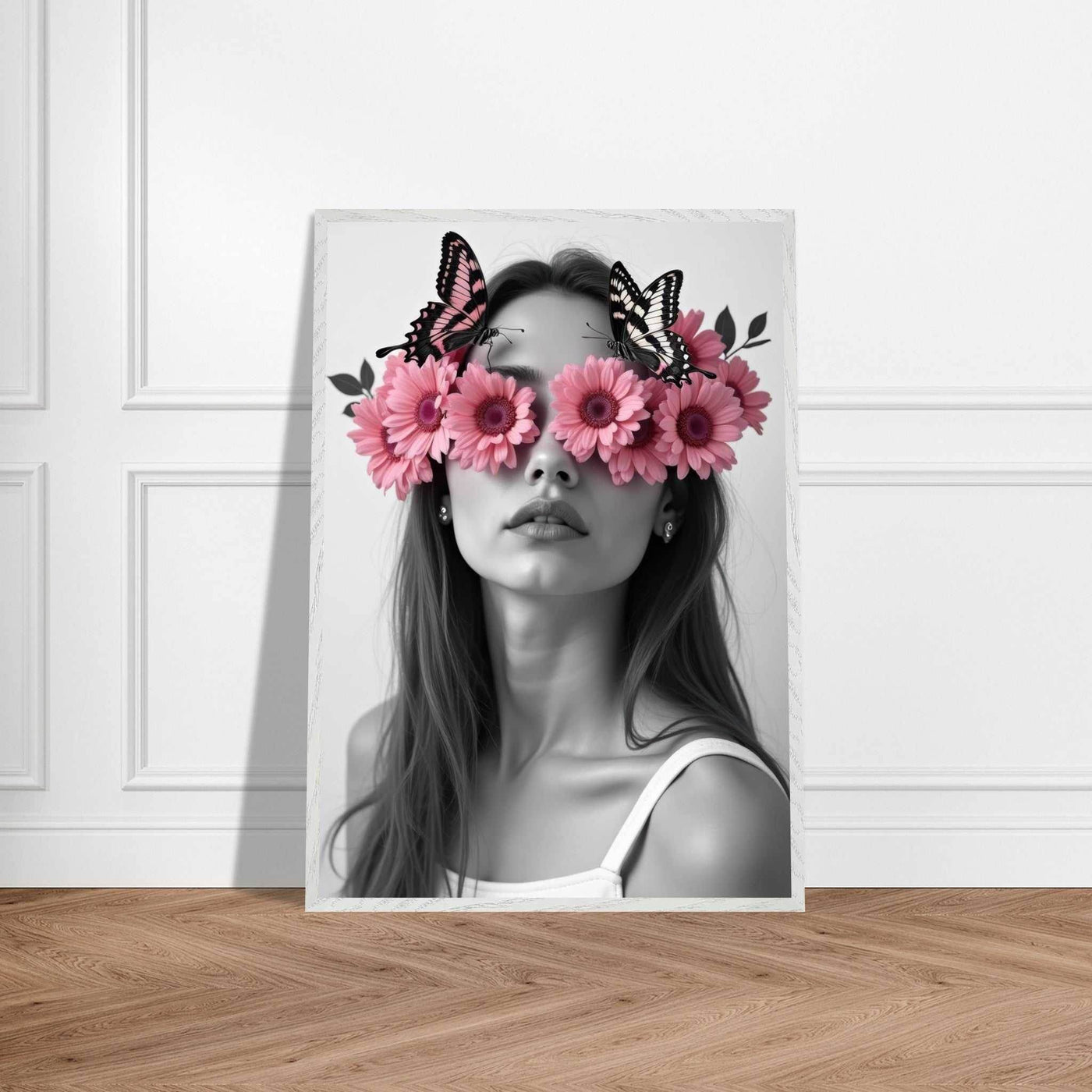 Woman With Flowers Decor - Elegant Floral Art for Home Decor - Vibrantwalls