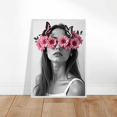 Woman With Flowers Decor - Elegant Floral Art for Home Decor - Vibrantwalls