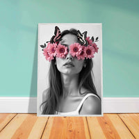 Woman With Flowers Decor - Elegant Floral Art for Home Decor - Vibrantwalls