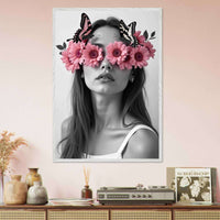 Woman With Flowers Decor - Elegant Floral Art for Home Decor - Vibrantwalls