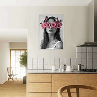 Woman With Flowers Decor - Elegant Floral Art for Home Decor - Vibrantwalls