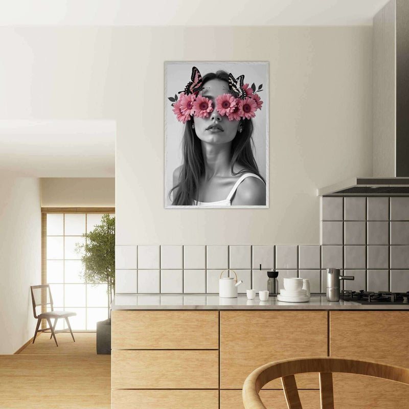 Woman With Flowers Decor - Elegant Floral Art for Home Decor - Vibrantwalls