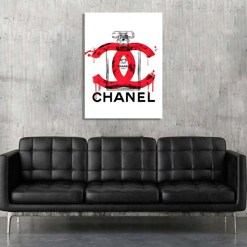 Red Chanel Perfume Canvas Wall Art - Vibrantwalls