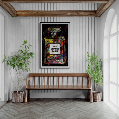 Coco Mademoiselle Chanel Perfume Pop Art Graffiti Print - Iconic Scent, Street Style Art Piece in Your Choice of Frame - Vibrantwalls